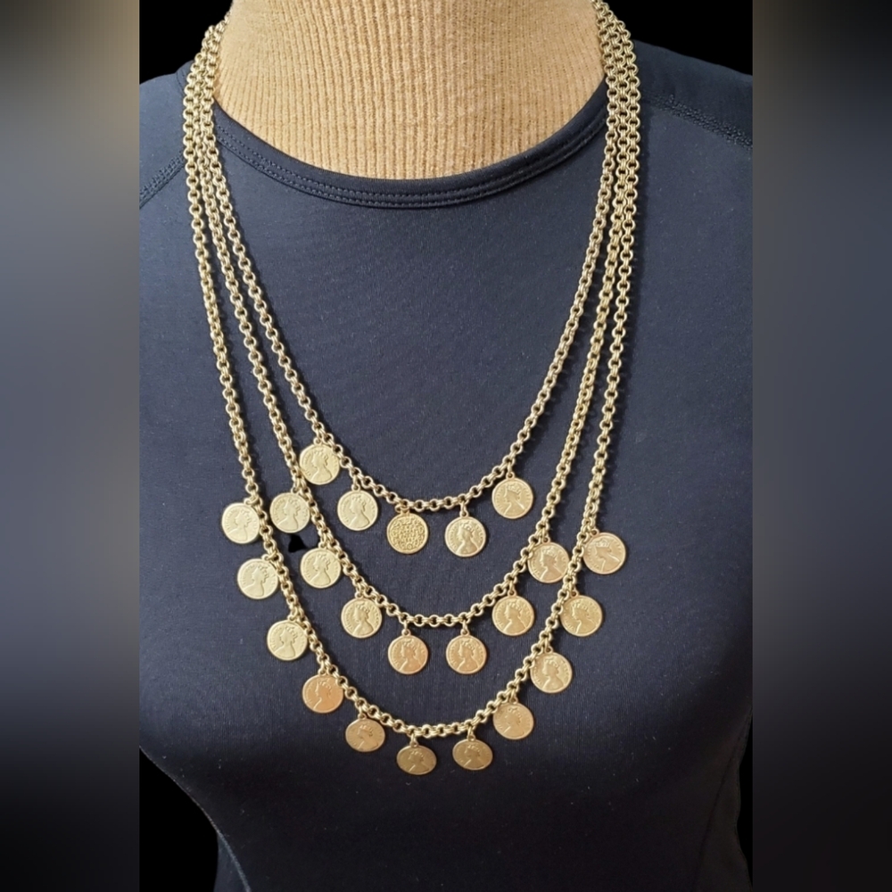 Vtg. Layered 1862 Coin Necklace by Stella&dot